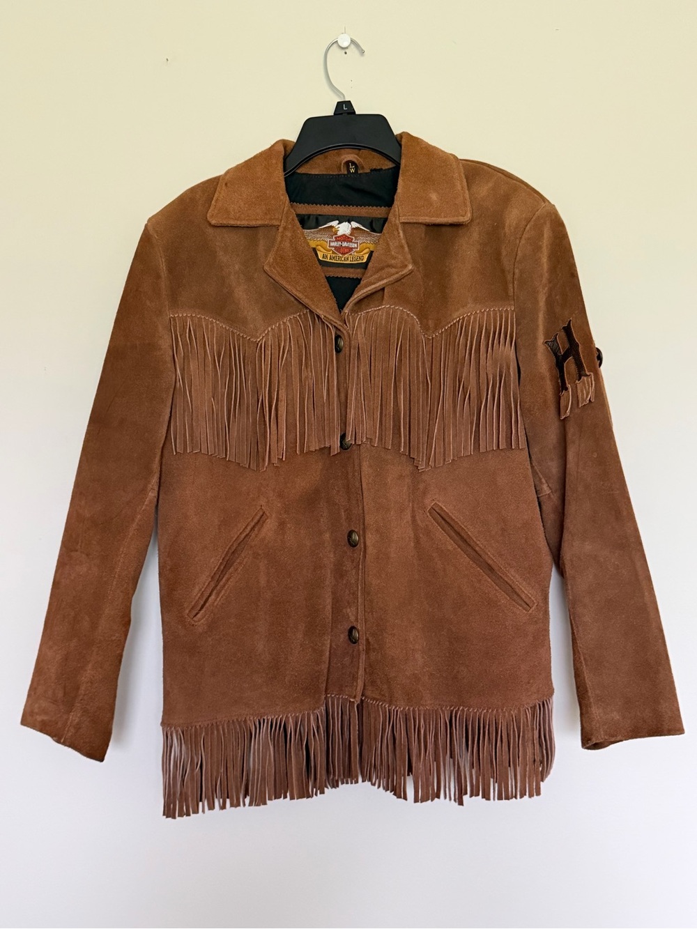 Vintage Harley-Davidson Women’s Large Brown Heavy Suede Fringe Western Coat